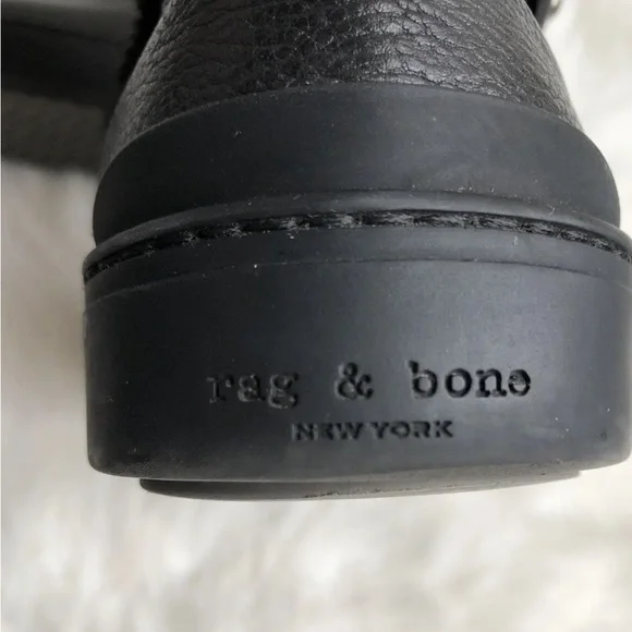 Rag & Bone Farling Black Leather Shearling Booties - Picture 7 of 9